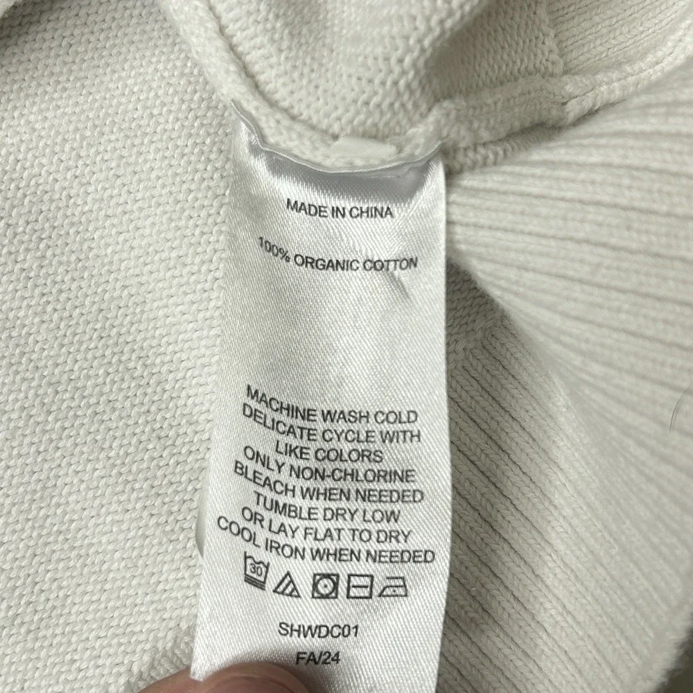 Quince 100% Organic Cotton Boyfriend Crew Neck Sweater Women's XL Ivory White